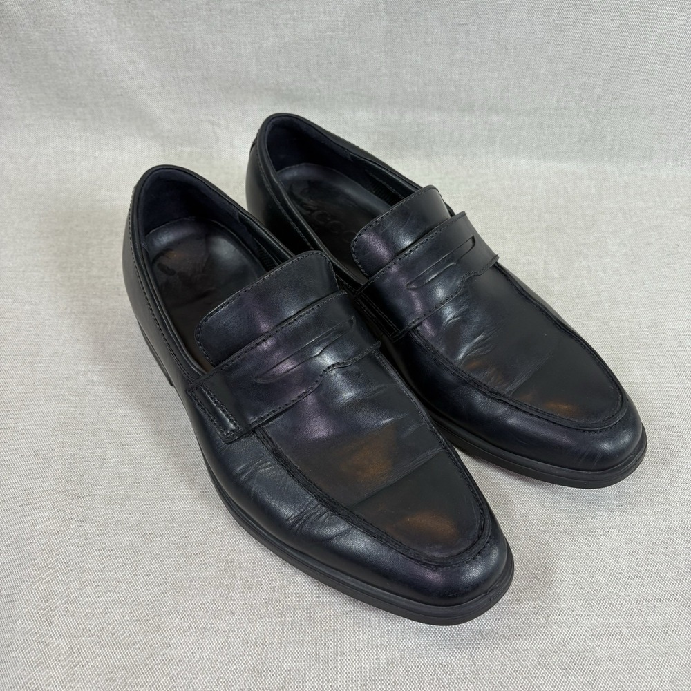 Ecco Queenstown‎ Black Leather Penny Loafer Slip On Dress Shoes EU 42 Men's 8 US